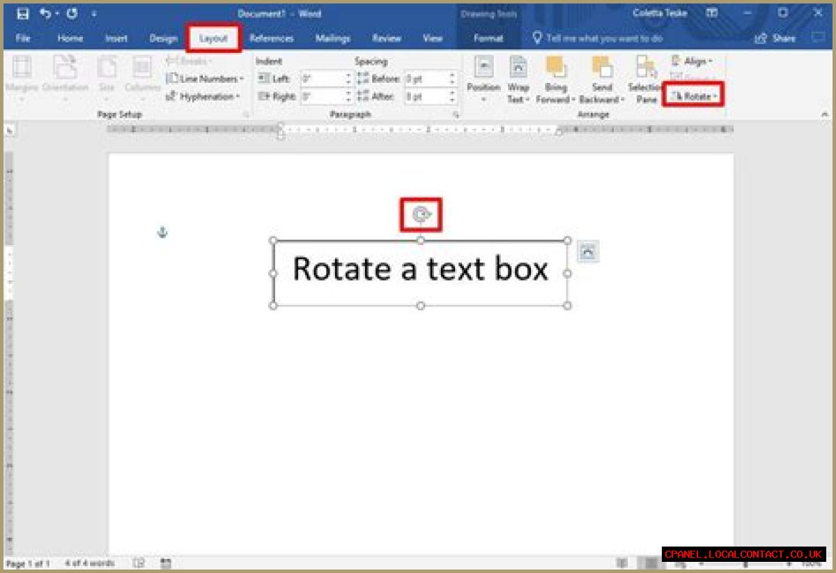 How do I rotate an image in Word?