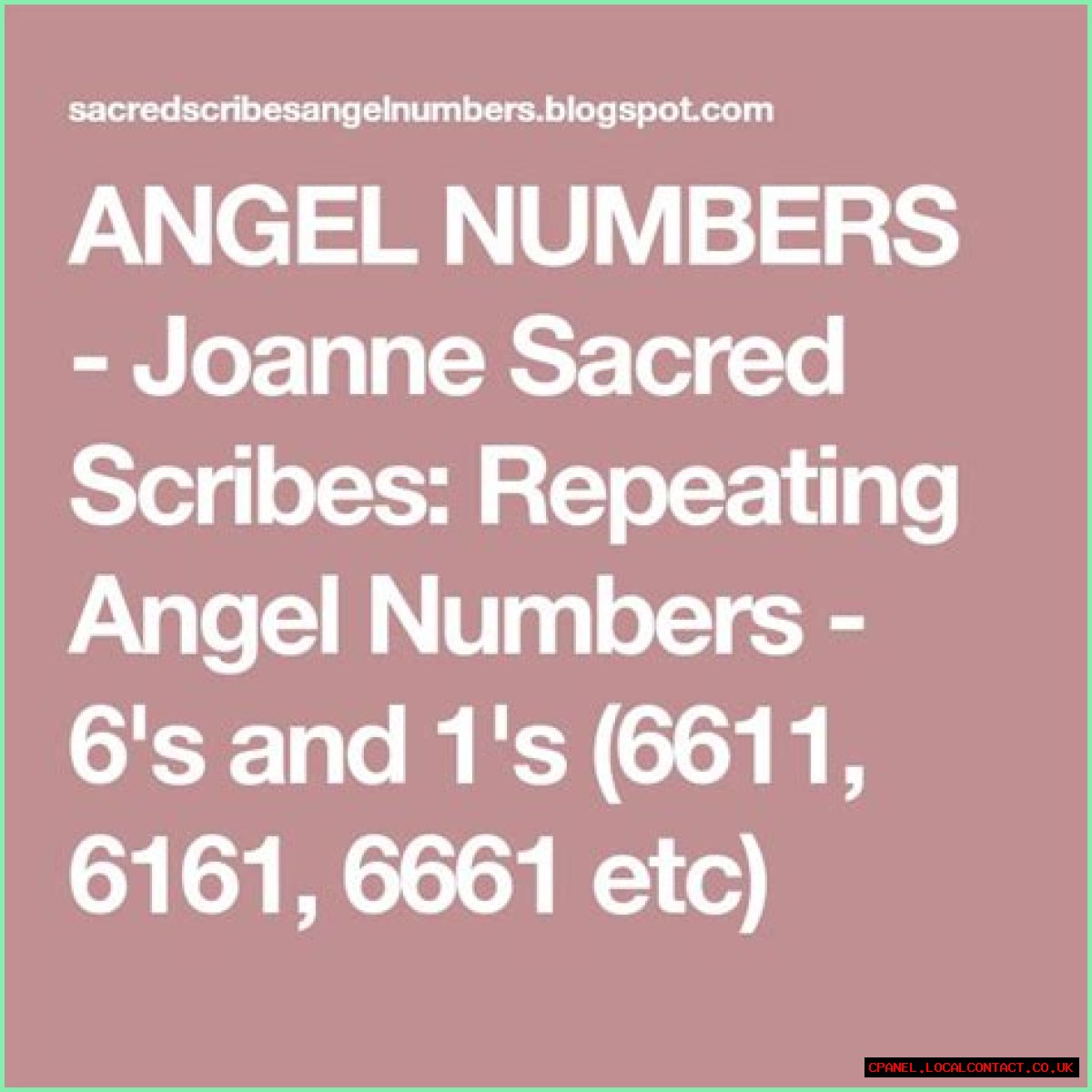 
Repeating Angel Numbers - 1's and 6's  (1166, 1161, 6161, 6611, 661 etc)
