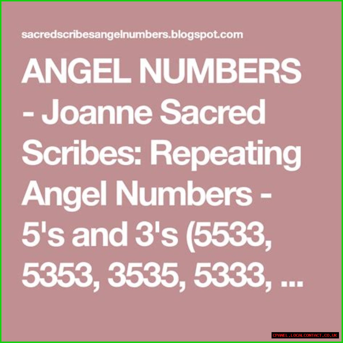 
Repeating Angel Numbers - 3's and 5's  (35, 335, 353, 355 etc)
