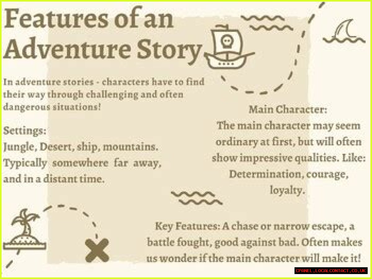 What are the key features of an adventure story?